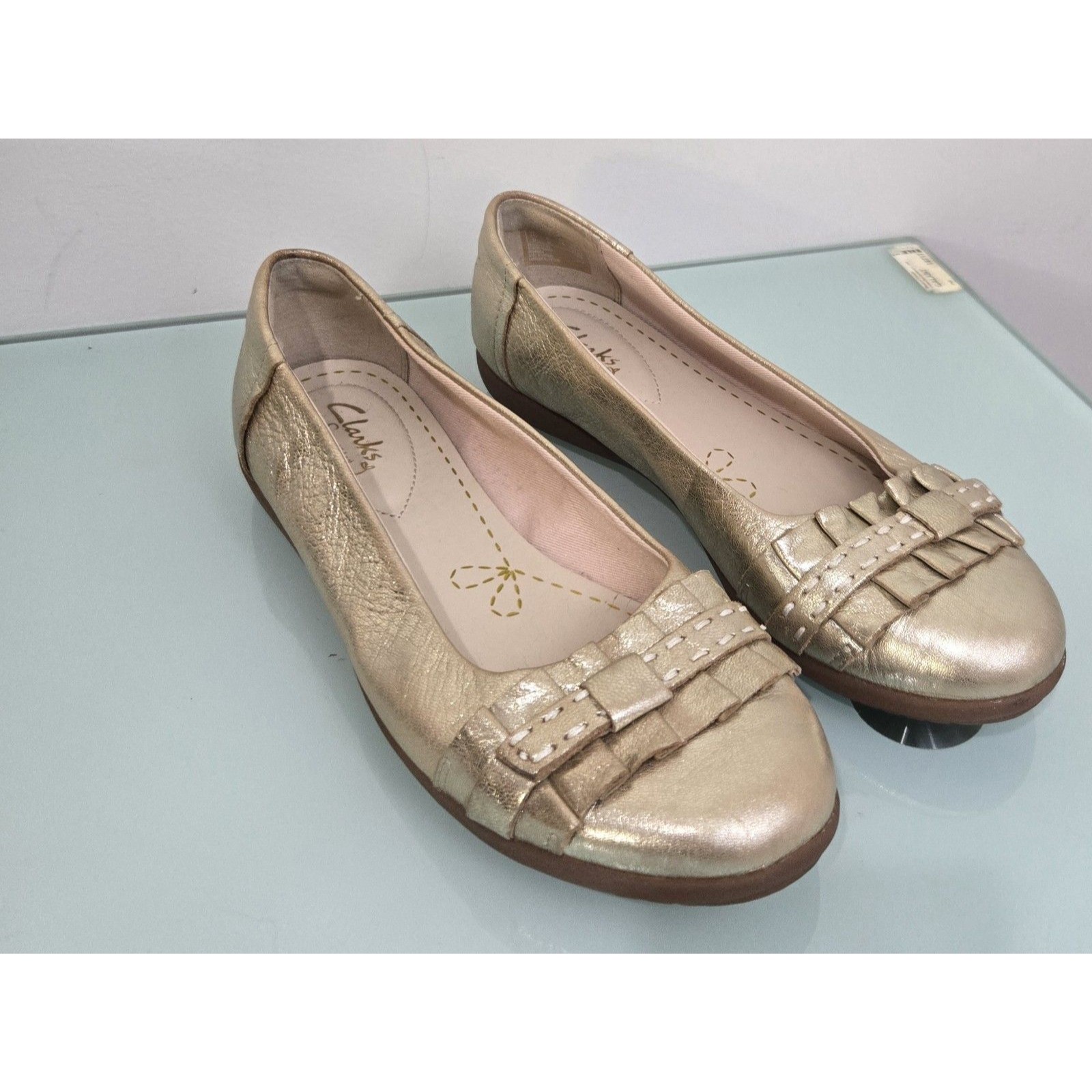 Clarks Somerset Ballet Flats Gold Leather Women 6
